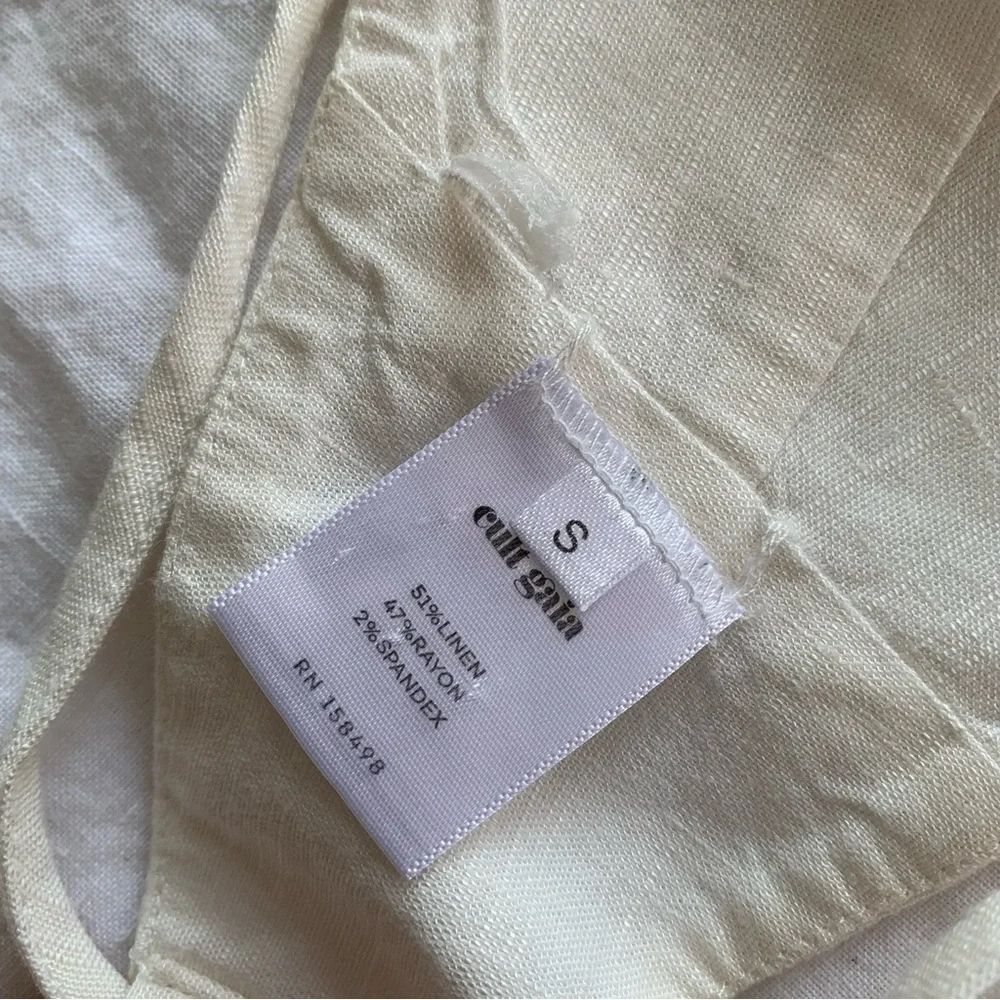 Cult Gaia Drew Linen Strappy Halter Criss Cross Blouse Crop Tie Top Off White